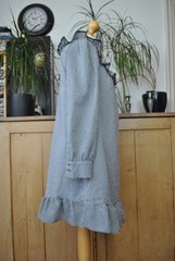 New Look Black White Check Gingham Ruffle Long Sleeve Short Dress Size 12 Crepe