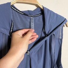 Calvin Klein Performance Womens Slate Blue Sleeveless Hoodie Dress Large L Zip