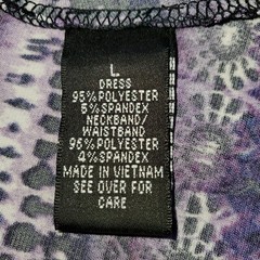 iZ Buyer Woman&rsquo;s Dress, Purple Tones with Black Trim and Attached Belt. Sz. L
