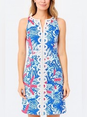 Lilly Pulitzer Blue, White & Pink Printed Sleeveless Sheath Dress