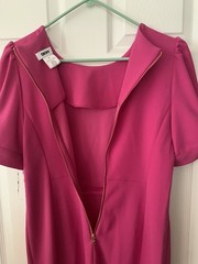 NWT DKNY Shift Dress: Pink, Crewneck, Short Puff Sleeves with Golden Buttons, 8
