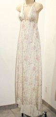 LoveShackFancy Cabane Silk Asymmetric hem Halter Maxi Dress in Biscotti M $625