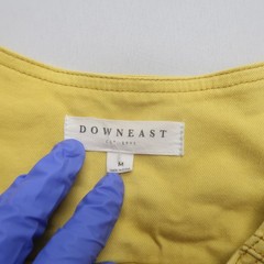 Downeast Yellow Button Front Dress Size Medium Cotton Stretch Mod Retro