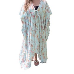 Tribe Kelley Bella Boho Beach Goddess Chiffon Maxi Kaftan Cover Up Dress L/XL