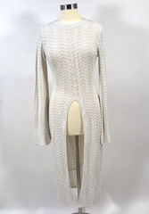 CHICME Scallop Trim Knit Split Front Hollow Out Cover Up Top Dress – Medium