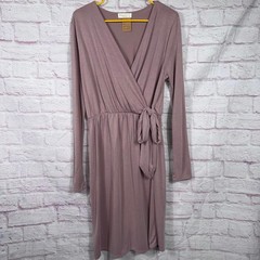 Perfect Peach Large Mauve Long Sleeve Wrap Dress NWT