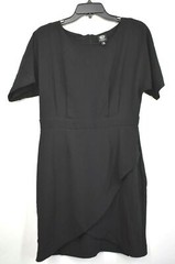 Bobeau Petite Womens Crew Neck Short Sleeve Back Zip Crepe Wrap Skirt Dress LP