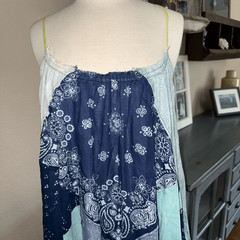 NWT Free People Womens Patchwork Halter Happy Days Maxi Dress Indigo Combo M/L
