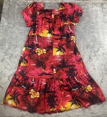 Royal Hawaiian Creations Short Sleeve Dress Women&rsquo;s Large Red Aloha Zipper