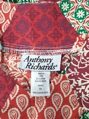 Anthony Richards VTG Boho Patchwork Red Green Mumu Patio Dress Women&rsquo;s Size 5X
