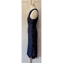 Saints & Secrets Navy One Shoulder Pleated Midi Dress Waist Ring Detail Cutout