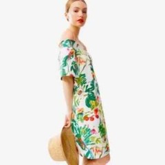 NWT J. Crew Ratti Into the Wild Jungle Off Shoulder Dress 000 XXS Bird Tropical