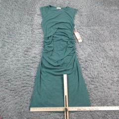 78&SUNNY Dress Womens M Green Sheath Midi Ruched Cap Sleeve Pullover NWT
