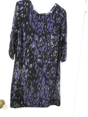 Attention Size Large Purple Black Gray Dress 3/4 Sleeve Roll cuff