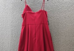 Anne Klein Bow-Front MIDI Dress Women&rsquo;s 6 Titian Red Side Pockets Zip Closure