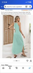 For G and PL White Solid Halter Sleeveless Maxi Dress Side Slit Pullover S