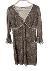 Y2K Fairy Grunge Whimsigoth brown Paisley Bell Sleeve Mesh Boho Mini