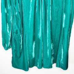 Bad Little Country Girl Teal Velvet Short Dress Size M Split Neck Pockets