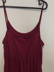Divided Burgundy Spaghetti-Strap Maxi Dress