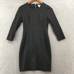 J.Crew A-Line Sheath Dress Womens 00 Gray Long Sleeve Zip Back Crew Neck Formal