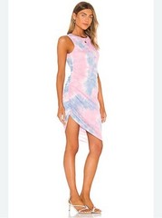 Lovers + Friends Eva Tank Ruched Midi Dress In Pastel Tie Dye Large