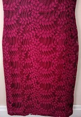 Ladies Dress Burgundy Lace Sweetheart Neck YUMI UK 1O WEDDING GUEST/CRUISE/PROM