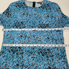 Primark Maxi Dress Womens 10 Long Sleeve Straight Viscose Blue Print Slit *Flaw