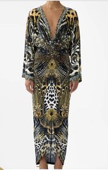 CAMILLA Long Split Front Twist Dress FELINE FOLKLORE Cocktail Evening Maxi Dress