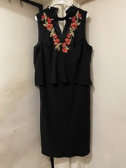 Black Floral Embroidered Sheath Dress Plus Size 20W Choker Neck