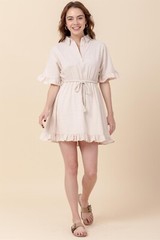 Womens Casual Woven Cotton Short Skirt Dress White Blue Green Pink Small Med Lar