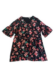 Nine.Eight New York Womens XL Floral Midi Dress Black Red Green EUC
