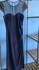 Vince Camputo size 10 Navy blue maxi dress with beaded sleeves