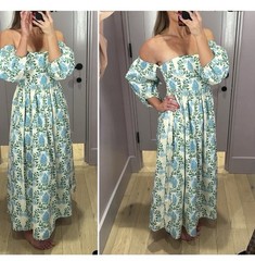 Anthropologie Let Me Be Long-Sleeve Printed Midi Dress SizeSmall Petite NWT