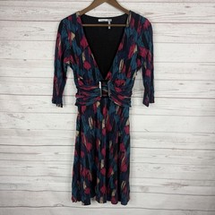 Classiques Entier Womens V-Neck Knee Length Dress Size Small Colorful Abstract