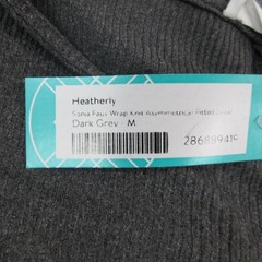 Heatherly Dress Womens Medium Gray Sonia Faux Wrap Asymmetrical Knit NWT