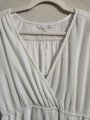 Baltic Born NWT Athena Pleated Maxi Dress White Silver shimmer V-neck size small