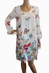 Womens SZ M White BUTTERFLY Print Dress Shift Cold Sleeve NWT USA SELLER