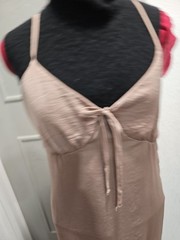 No Comment Womens XL Blush Satin Slip Dress Midi Side Slit Side Zip Spaghetti