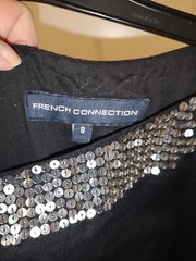 French Connection Sparkly sequinned dress black red silver embellished UK 8