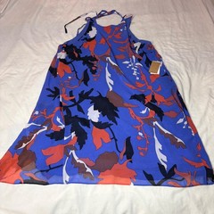 Rachel Rachel Roy Blue Floral High Neck Halter Midi Dress Large NWT