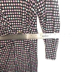 Evan Picone Cyber Techno Retro Polka Dot Wrap Gold Ring Buckle Dress Womens 16