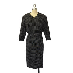 Hugo Boss Dylea Midi Dress Size 12 Gray Ponte Career V Neck Belted 3/4 Sleeve