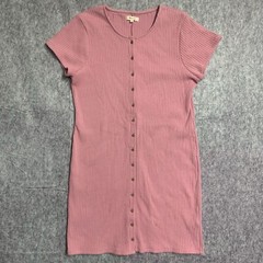 Madewell Button-Front Ribbed Mini Dress – Size XL Weathered Berry Style: AO580