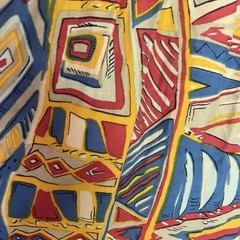 Vintage Adini Abstract Geometric Rayon Midi Dress Made India L Colorful 90s