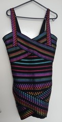 Bella Barnett Black Rainbow Bandage Bodycon Mini Dress Size Small BNWT