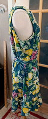 Bobeau Dress Ruffled Floral Fit & Flare Lemons Sleeveless 1X Blue Yellow Lined
