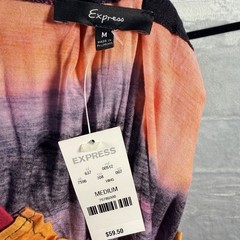 NWT Express Tie Dye Halter Ruched Mini Dress/Top Sleeveless Multicolor Women M