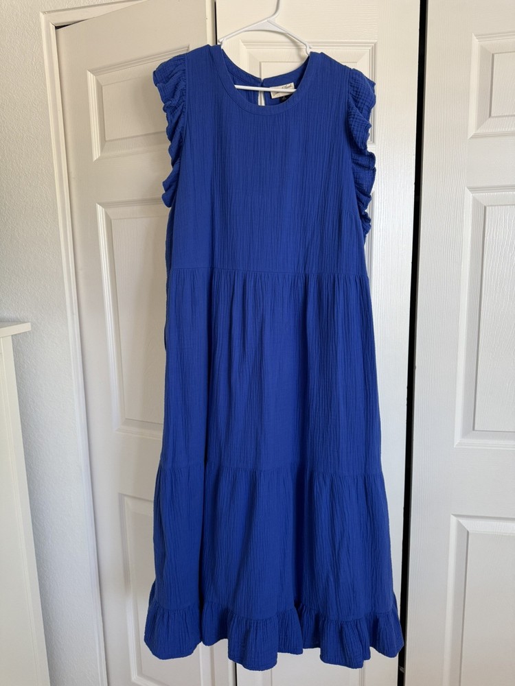 Universal Thread Women Blue Tiered Sleeveless Ruffle Dress Size 2X