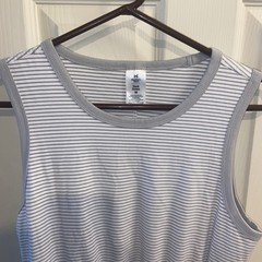 Member’s Mark Tank Dress Women’s Medium Gray White Striped