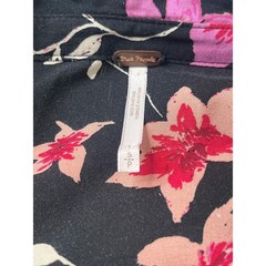 Free People Floral Mini Dress Long Sleeve Smocked Waist Casual Black S